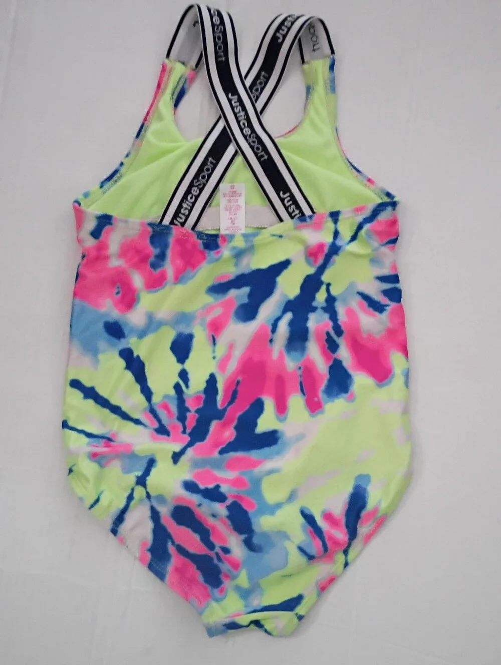 ❤️JUSTICE SPORT GIRLS SMALL 7/8 1 Piece Tie Dyed Swim Suit LN
